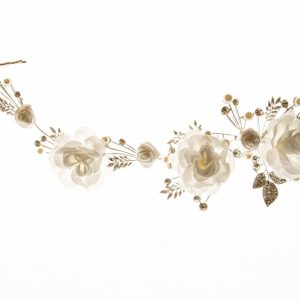 Gold Headpiece with White Flowers